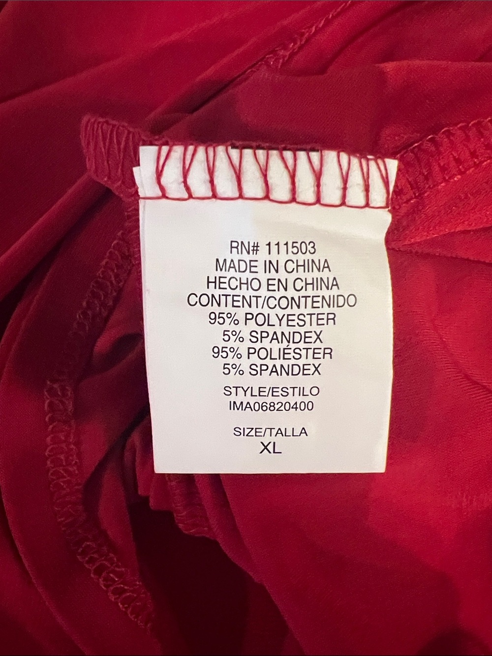 AUW red sleeveless blouse tank with v neck & gold detail. Slinky knit fabric L - Picture 4 of 4